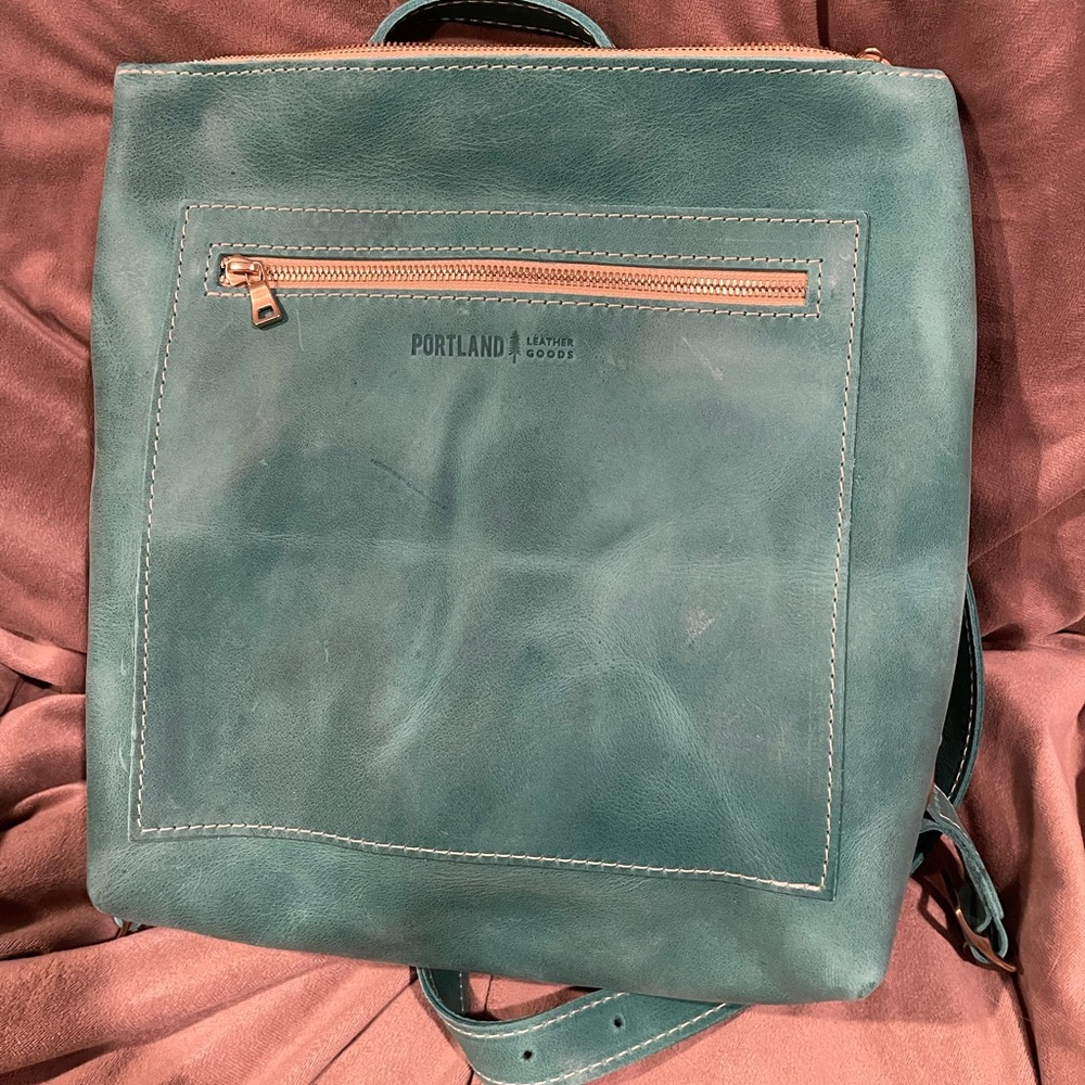 New / never used Portland Leather Goods Classic tote Reef backpack PLG aqua